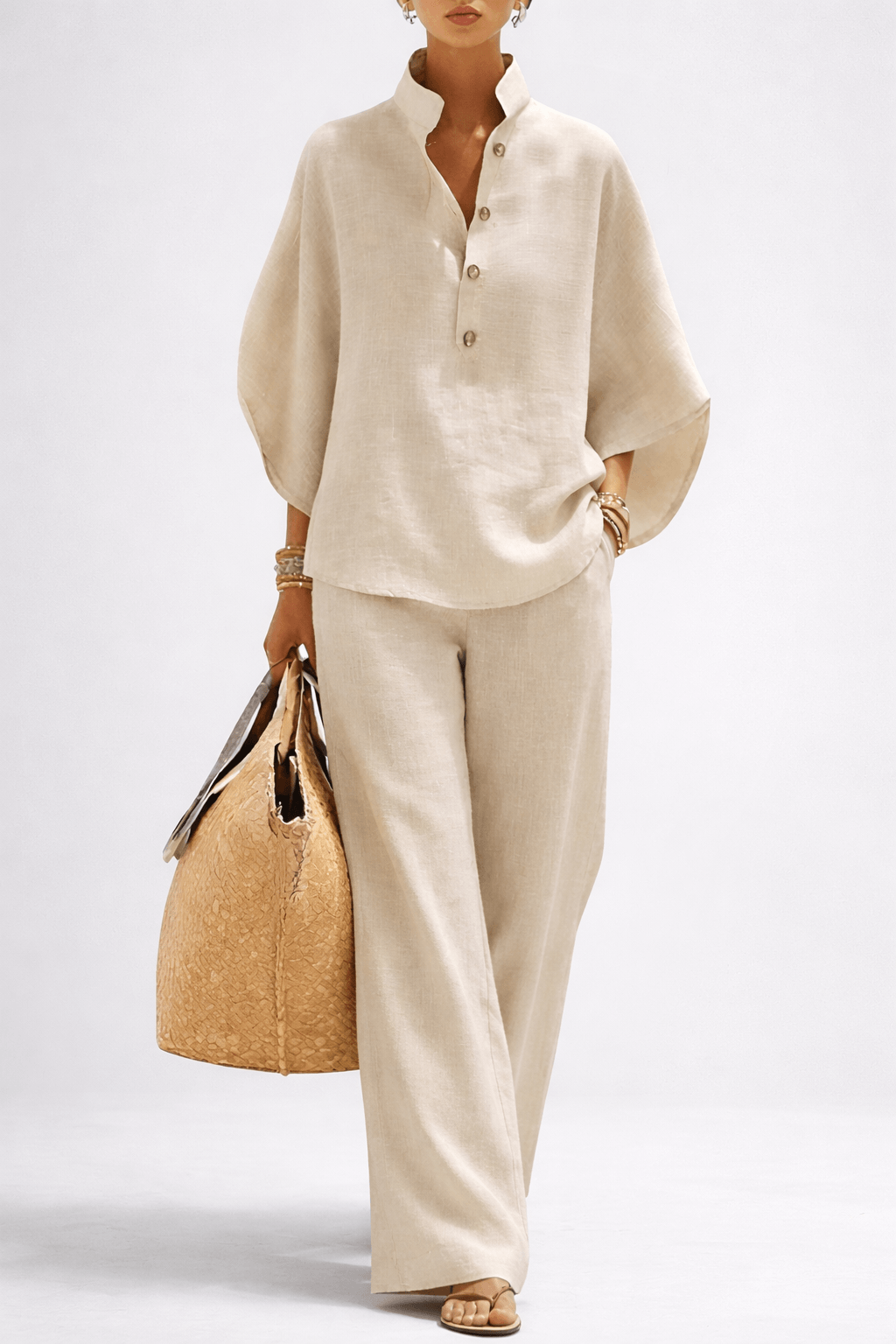 Women's Collared Wide-Leg Trouser Two-Piece Co-ord Set