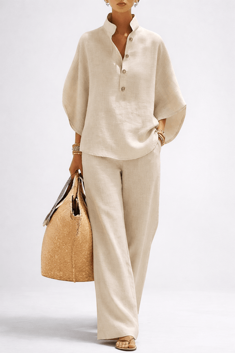 Women's Collared Wide-Leg Trouser Two-Piece Co-ord Set