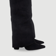 Suede Fold-Over Boots with Gold Buckle Detail for Women