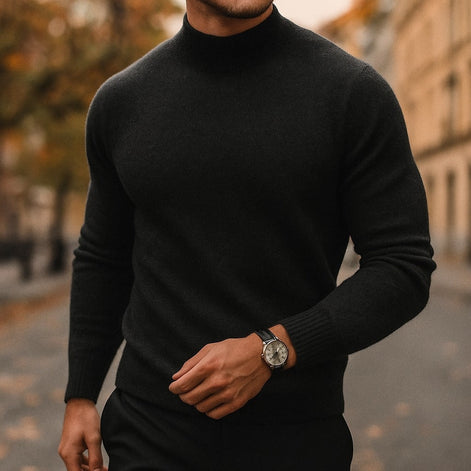 Alfie Mock Neck Mens Knit Sweater with Relaxed Everyday Fit