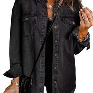 Wilda Women's Oversized Denim Shirt Coat with Frayed Hem