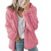 Women's Fluffy Teddy Fleece Jacket with Pockets and Zip