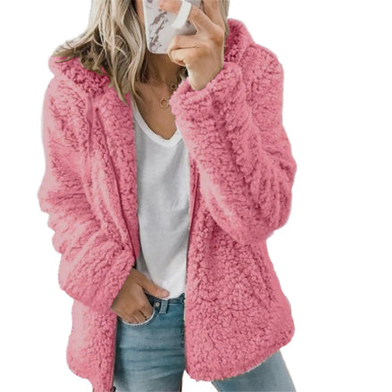 Women's Fluffy Teddy Fleece Jacket with Pockets and Zip