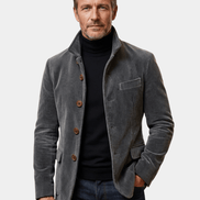 Men's Corduroy Tailored Jacket with Button Front Closure