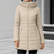 Women's Quilted Hooded Puffer Jacket with Zip Pockets and Insulated Lining