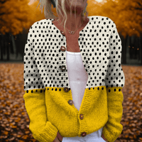 Adeline Polka Dot Colour-Block Women's Knitted Cardigan