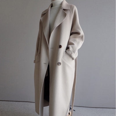 Isabella Women's Longline Wool Blend Winter Coat with Belt