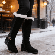 Velara Fleece-Lined Black Knee-High Winter Boots for Women