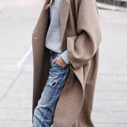 Oversized Long Winter Coat with Wide Sleeves in Wool Blend