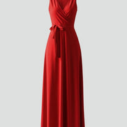 Satin Wrap Maxi Dress with Tie Waist for Christmas Party in Red