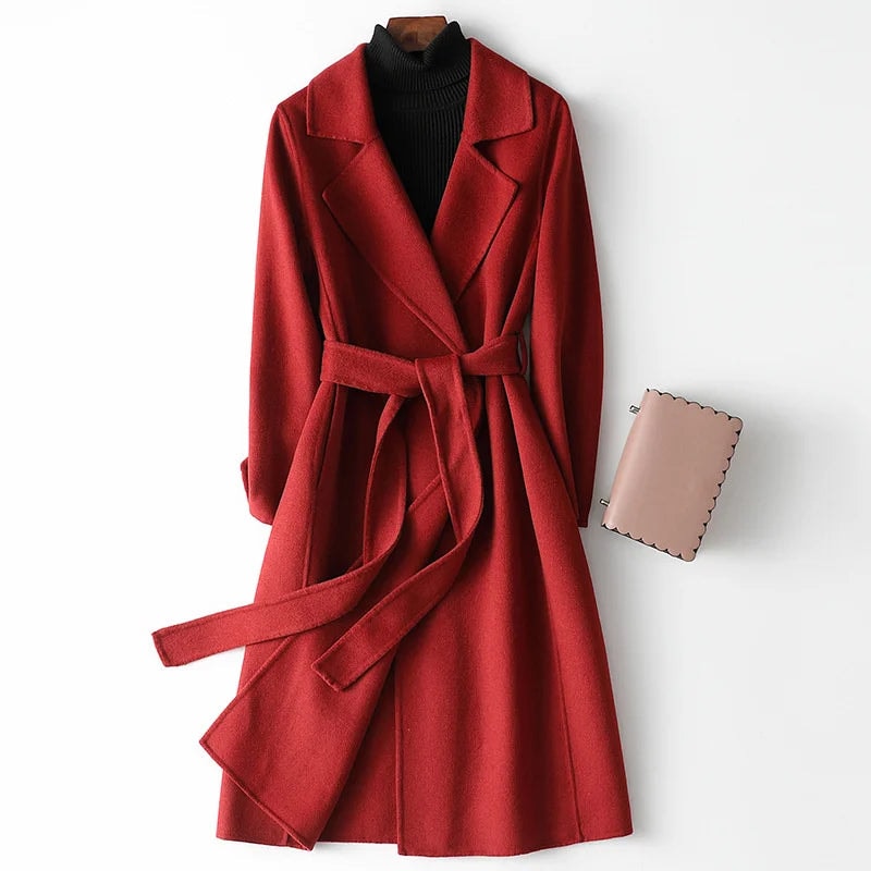 Virginia Belted Wrap Winter Coat for Women with A-Line Silhouette
