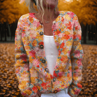 Gwen Floral Print Women's Knitted Cardigan with Button Front