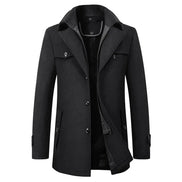 Carson Wool Blend Mid-Length Mens Coats with Notched Lapel