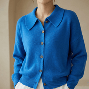 Collete Button-Front Women's Knitted Cardigan with Peter Pan Collar