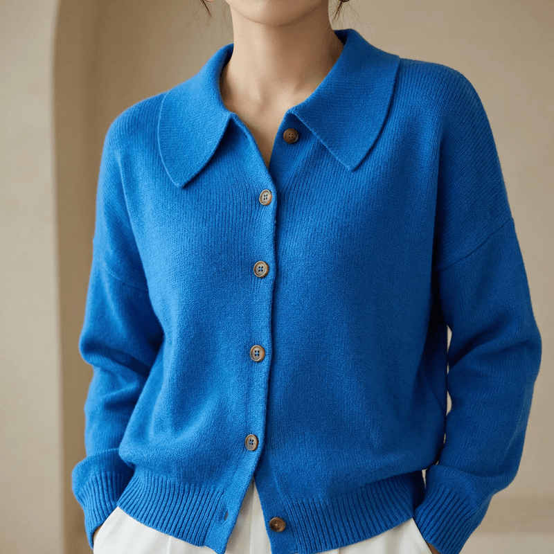 Collete Button-Front Women's Knitted Cardigan with Peter Pan Collar