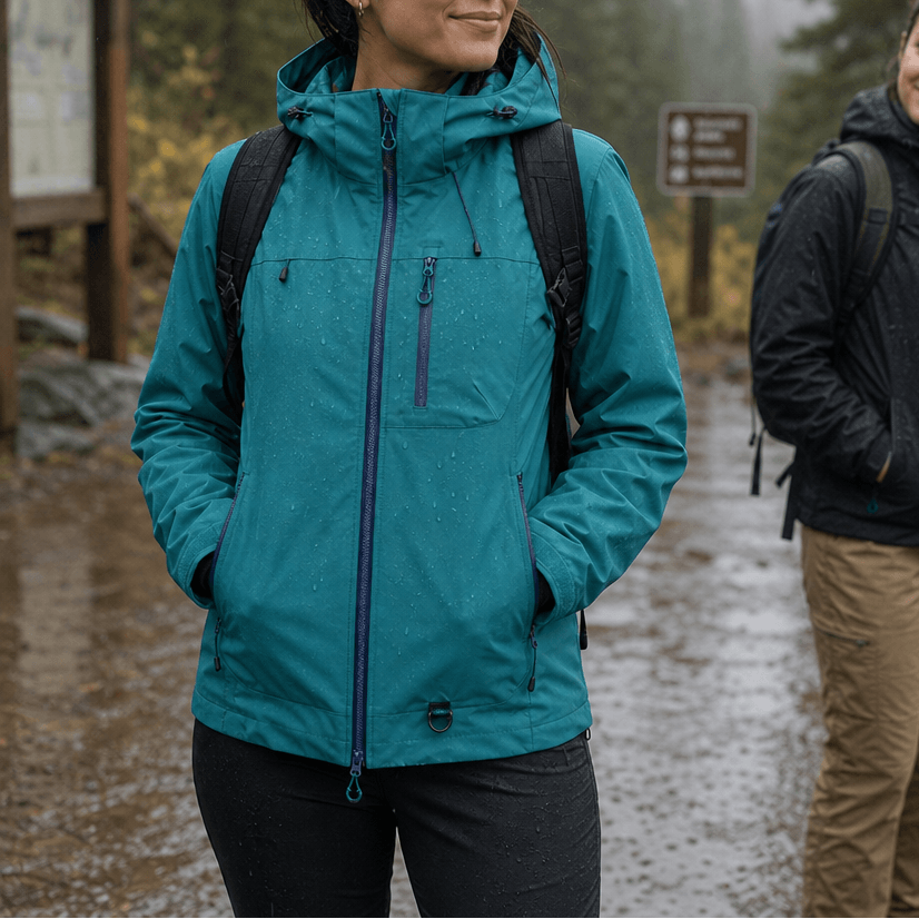 Vantrek Women's Hooded Rain Jacket with Vented Lining and Lotus-Effect Finish