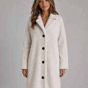 Women's Longline Teddy Borg Fleece Button-Front Winter Coat