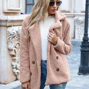 June Teddy Double-Breasted Winter Coats Women Cozy Fleece Jacket
