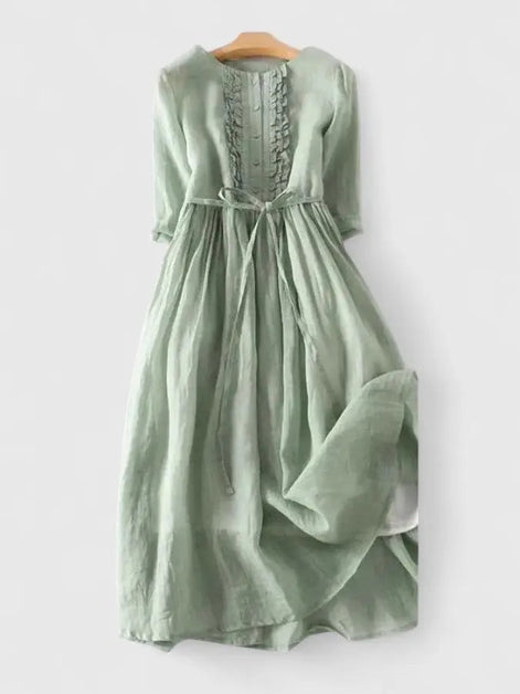 Alice Ruffle Waist Tie Midi Dress with Autumn Dresses Charm