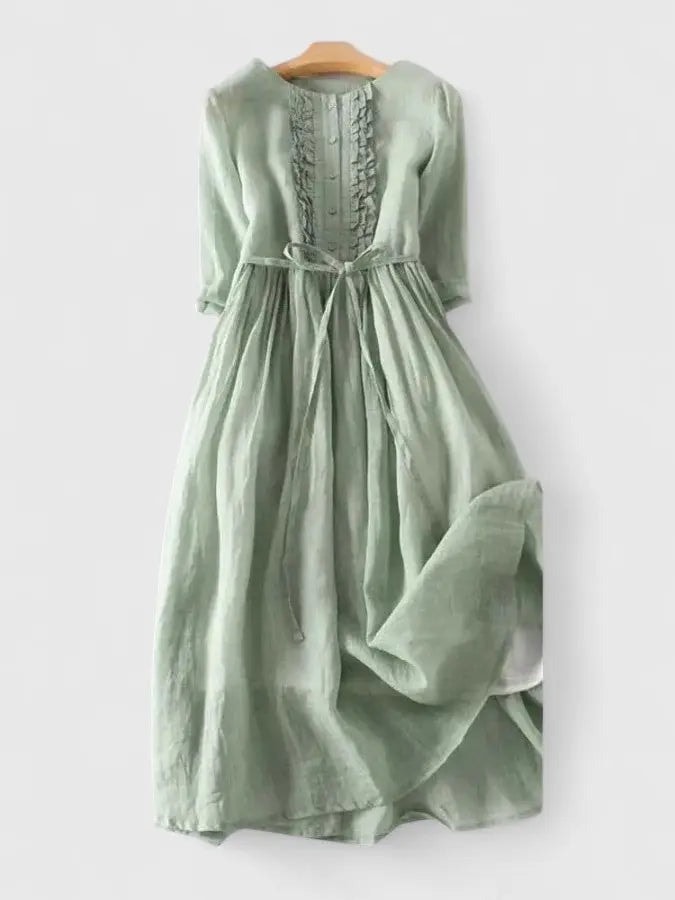 Alice Ruffle Waist Tie Midi Dress with Autumn Dresses Charm