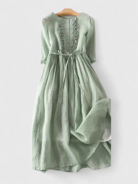 Alice Ruffle Waist Tie Midi Dress with Autumn Dresses Charm