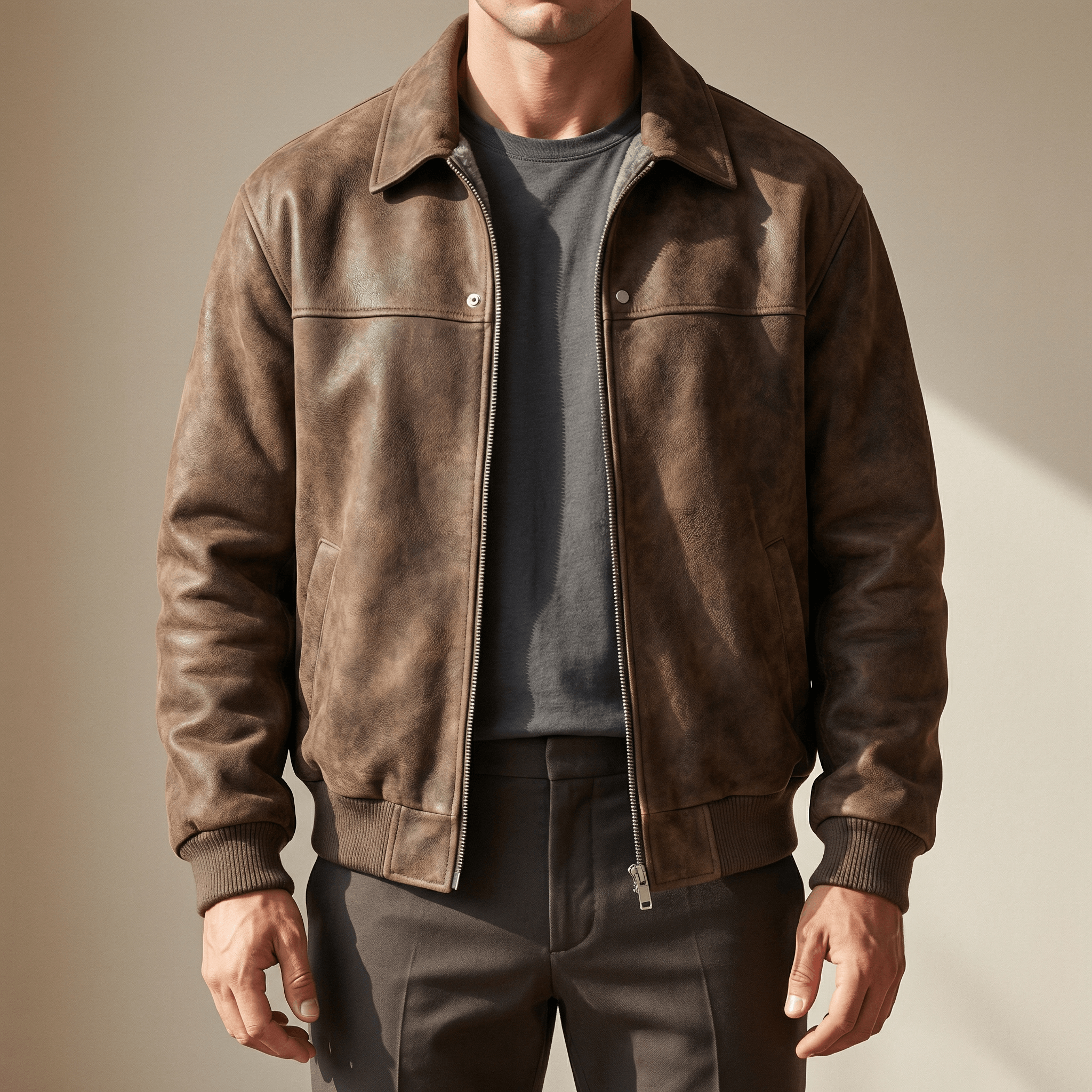 Jacob Suede-Look Bomber Jacket for Men