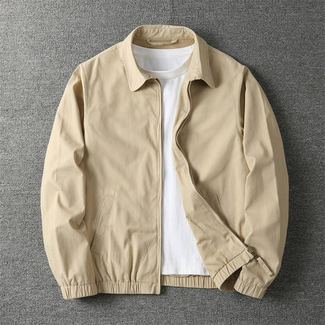 Lightweight Cotton Blend Mens Jackets with Classic Zip Front