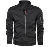 Men's Lightweight Bomber Jacket with Zip Pocket Sleeve Detail