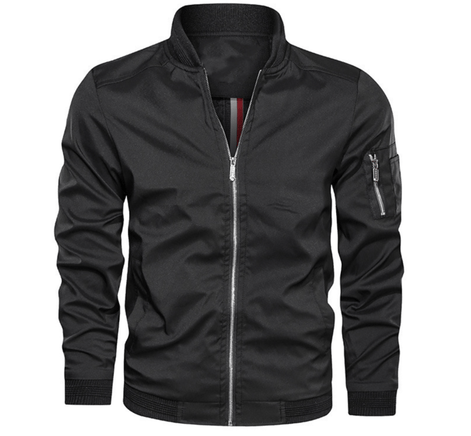 Men's Lightweight Bomber Jacket with Zip Pocket Sleeve Detail