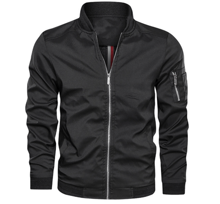 Men's Lightweight Bomber Jacket with Zip Pocket Sleeve Detail