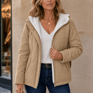 Women's Thickened Hooded Quilted Puffer Jacket with Sherpa Lining
