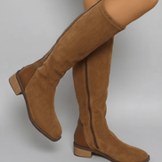 Women's Suede-Look Block Heel Knee-High Boots for Winter
