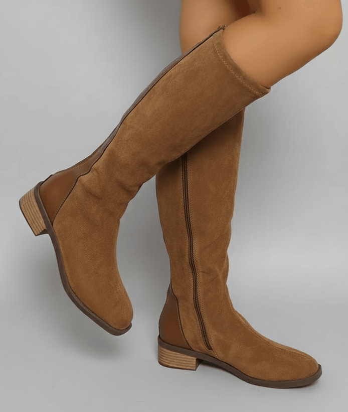 Women's Suede-Look Block Heel Knee-High Boots for Winter