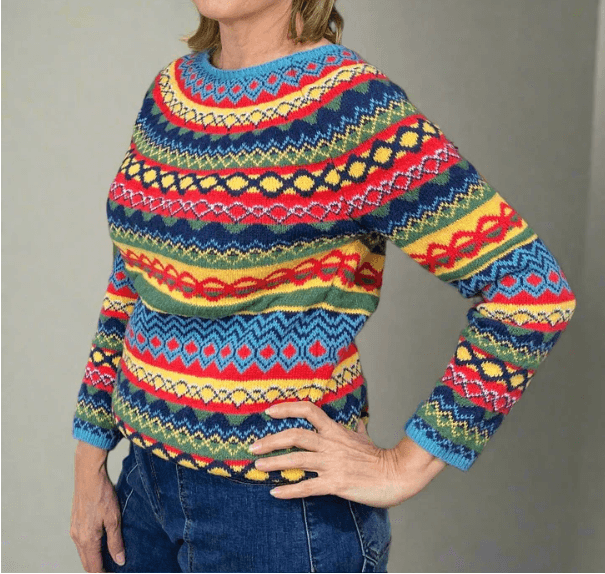 Fair Isle Pattern Crew Neck Knitted Jumper for Women