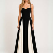 Martha Colour Block Satin Evening Maxi Dress for Autumn Dresses