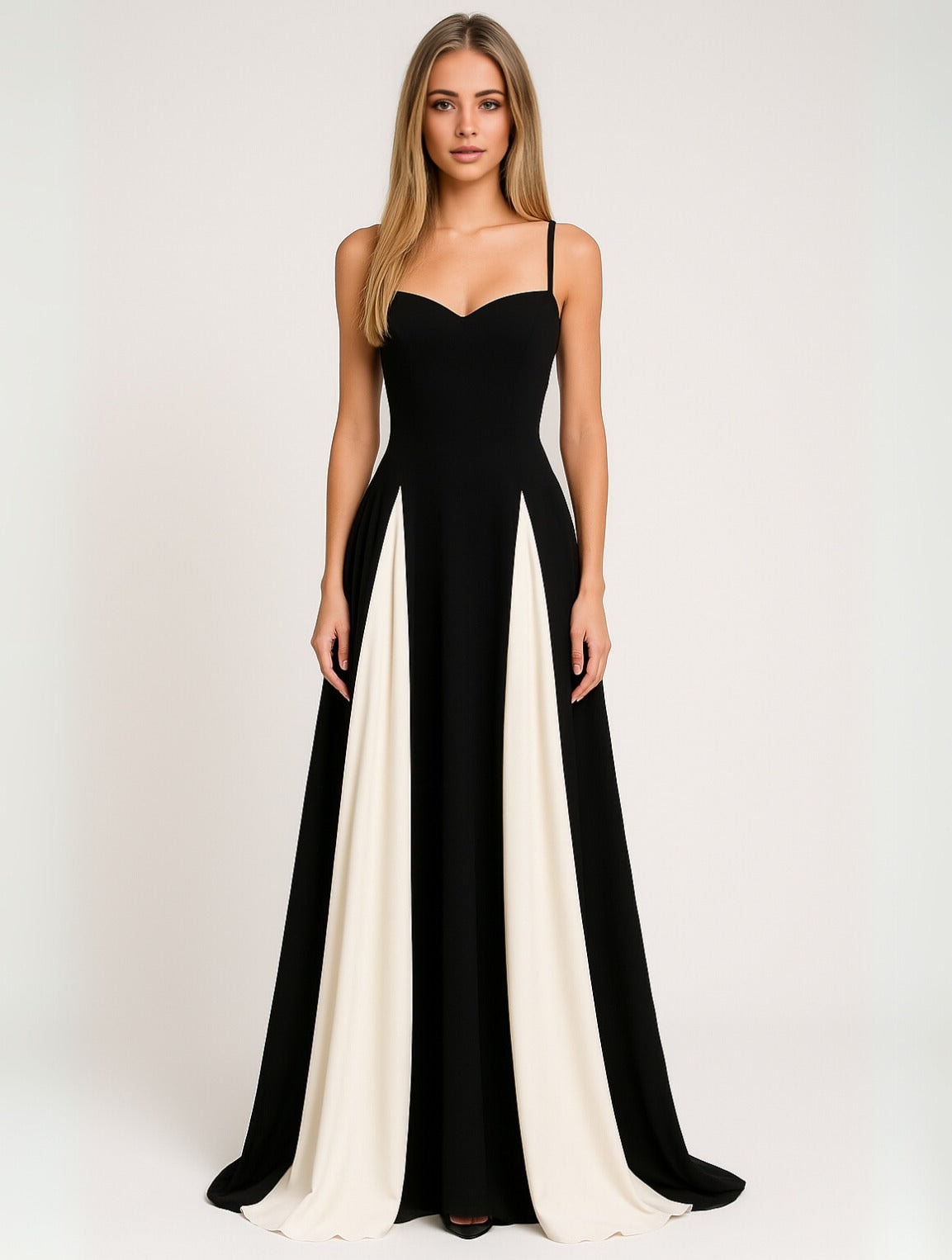 Martha Colour Block Satin Evening Maxi Dress for Autumn Dresses