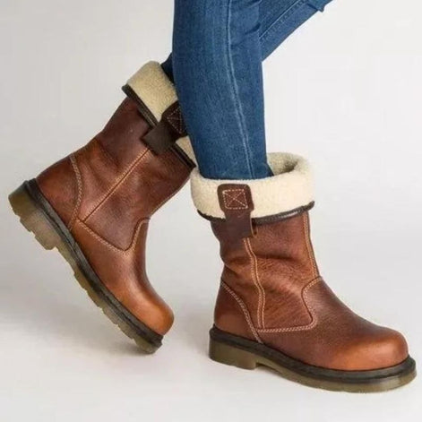 Shearling-Lined Fold-Down Mens Boots with Pull-On Design