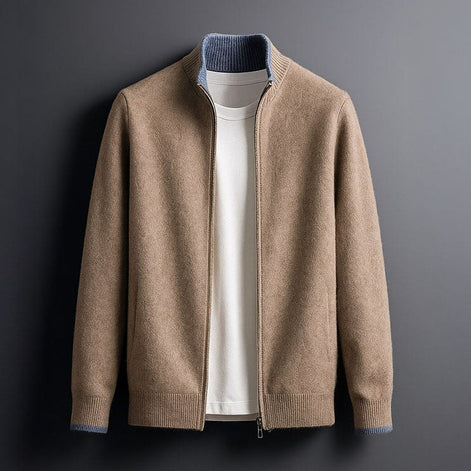 Knitted Zip-Up Cardigan Jacket for Everyday Layering