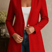 Linevalle Women's V-Neck Single-Button A-Line Tailored Blazer