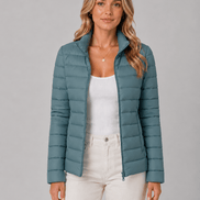 Women's Slim-Fit Quilted Puffer Jacket with Stand Collar