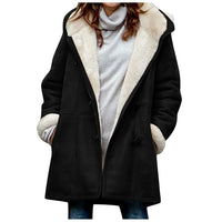 Women's Faux Shearling Hooded Toggle Winter Duffle Coat with Insulated Lining
