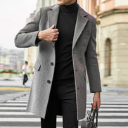 Keith Long Wool-Blend Mens Coats Single-Breasted Overcoat