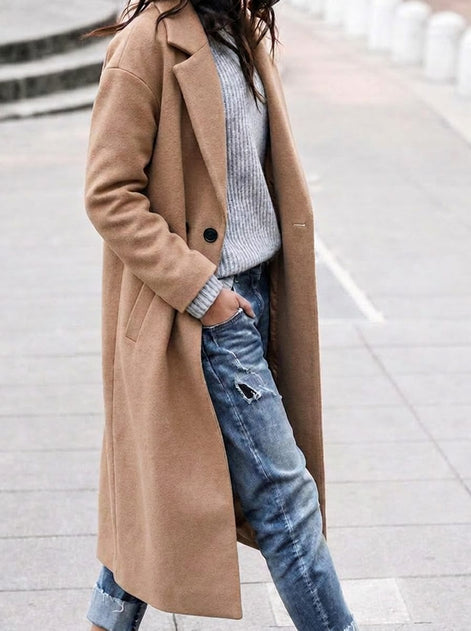 Angelika Women's Oversized Longline Winter Coat with Lapel