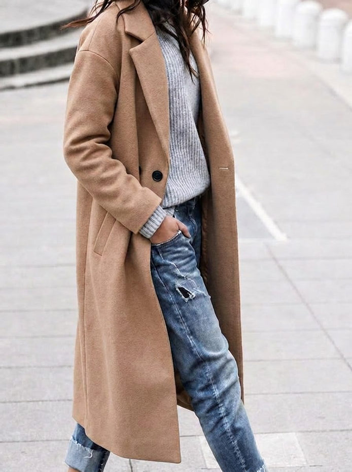 Angelika Women's Oversized Longline Winter Coat with Lapel