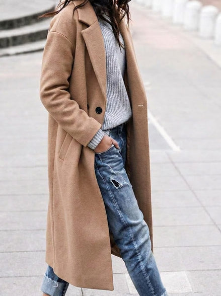 Angelika Women's Oversized Longline Winter Coat with Lapel
