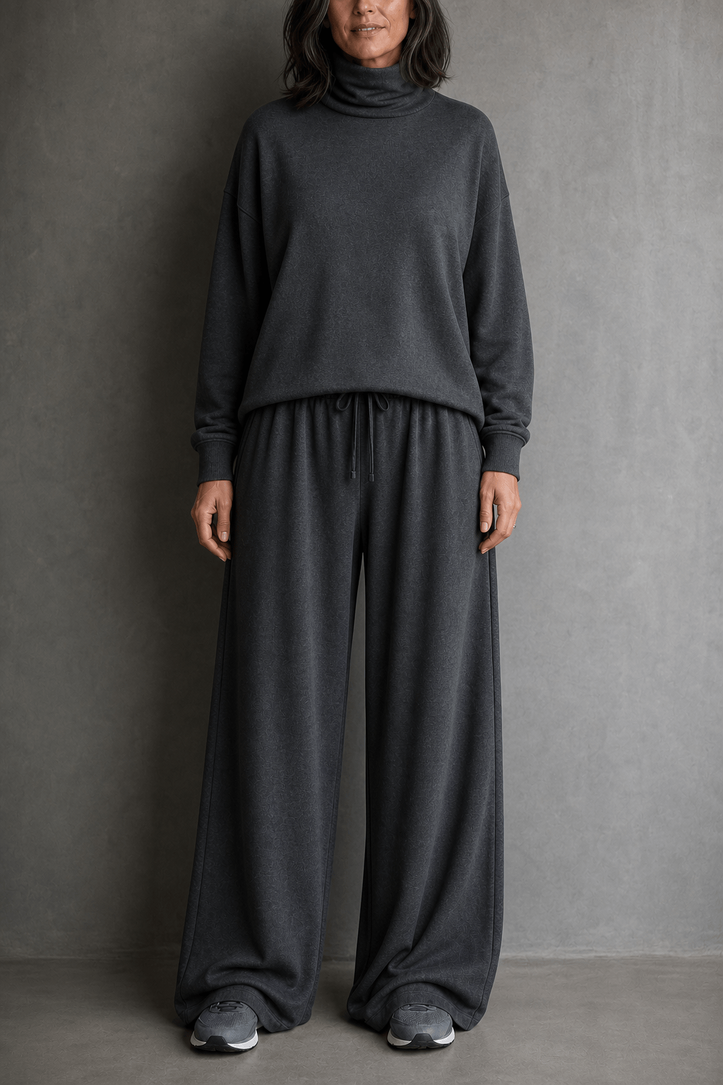 Women's Turtleneck Wide-Leg Trouser Co-Ord Set