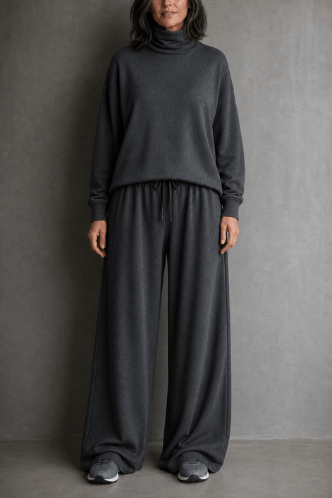 Women's Turtleneck Wide-Leg Trouser Co-Ord Set