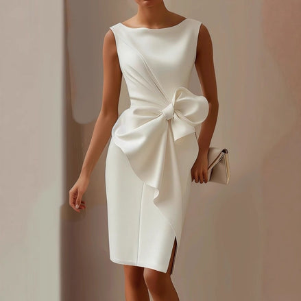 Matilda Bow Detail Bodycon Cocktail Midi Dress