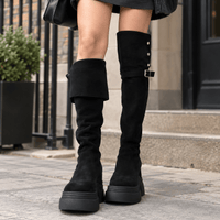 Women's Over-the-Knee Platform Boots with Foldover Cuff