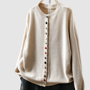 Button-Front Knitted Jumper Cardigan with Colourful Buttons